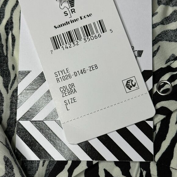 Sandrine Rose Zebra Print Desir Button Up S/S Pearl Snap Shirt Women's Large NWT - Picture 10 of 11
